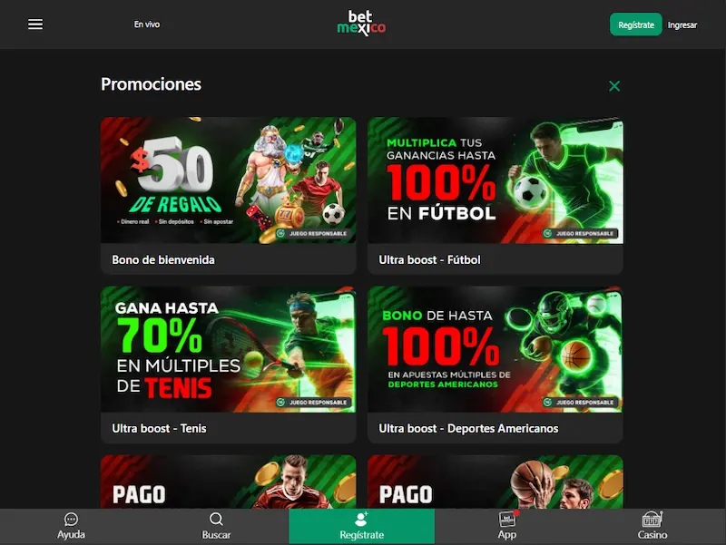 Betmexico bonos y promociones en México